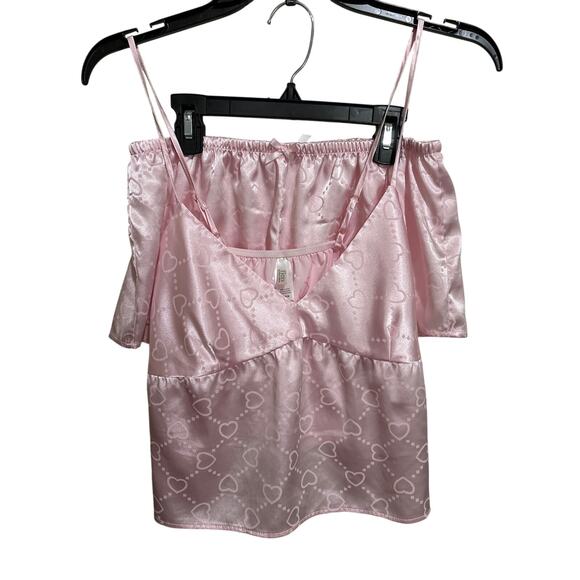 Flora Nikrooz Pink Hearts Pajama Set Tank Shorts M - Picture 1 of 3